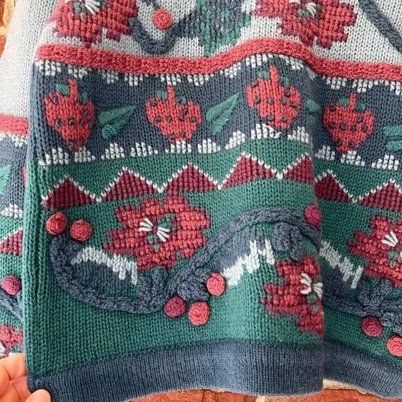 All Week Long Shetland Wool Sweater Vintage Size P Chunky Granny Cottagecore - Picture 3 of 6